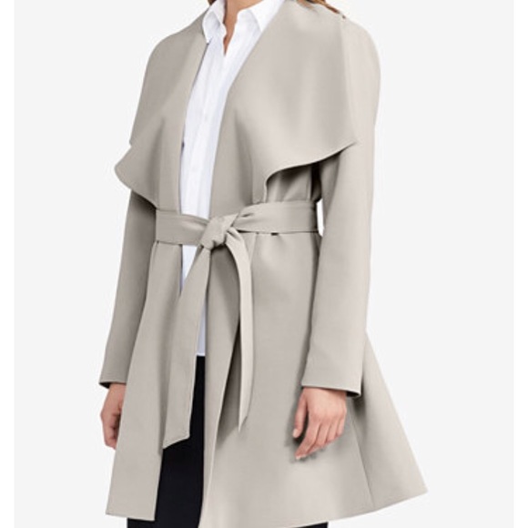 Ralph Lauren Crepe Open Front Wrap Coat 